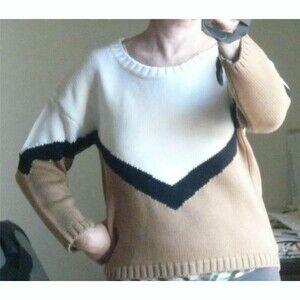 NWOT J.Diu Oversized Vintage style Color Block S- M sweater minimalist hi lo hem